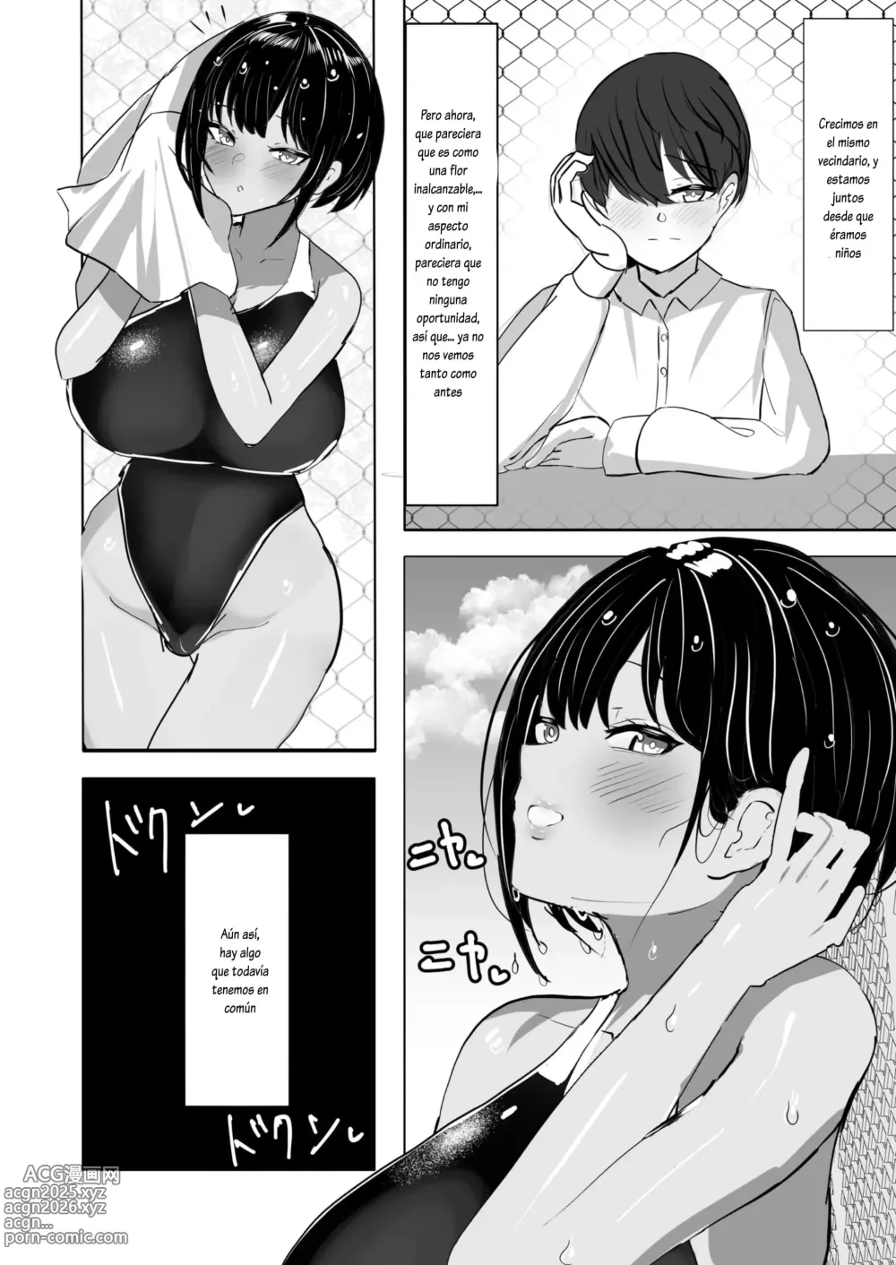 Page 4 of doujinshi Suieibu Shushou no Boyish Osananajimi wa Boku no Chinpo ni Dohamari Chuu