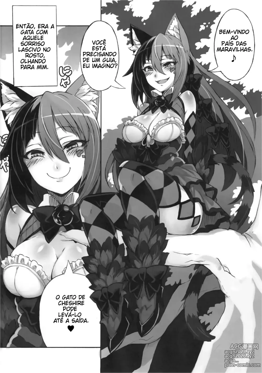 Page 4 of doujinshi Mamono Musume Zukan Higai Houkoku ~Cheshire Neko no Oidemase Fushigi no Kuni~