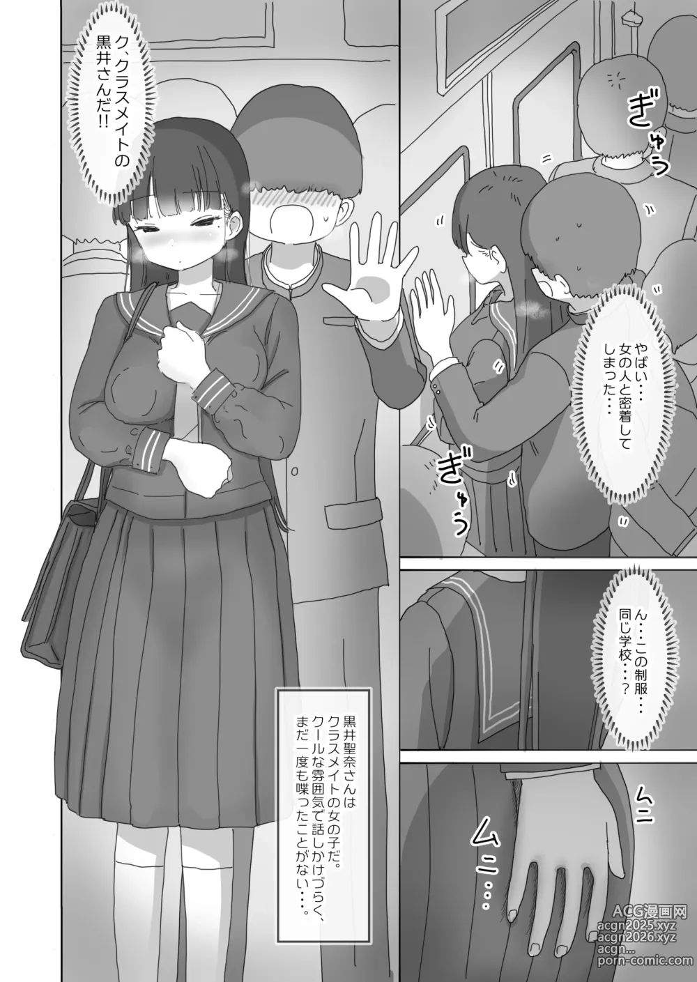 Page 3 of doujinshi Densha Tsuugaku-chuu Kossori Nakadashi Sasetekureru Classmate no Kuroi-san