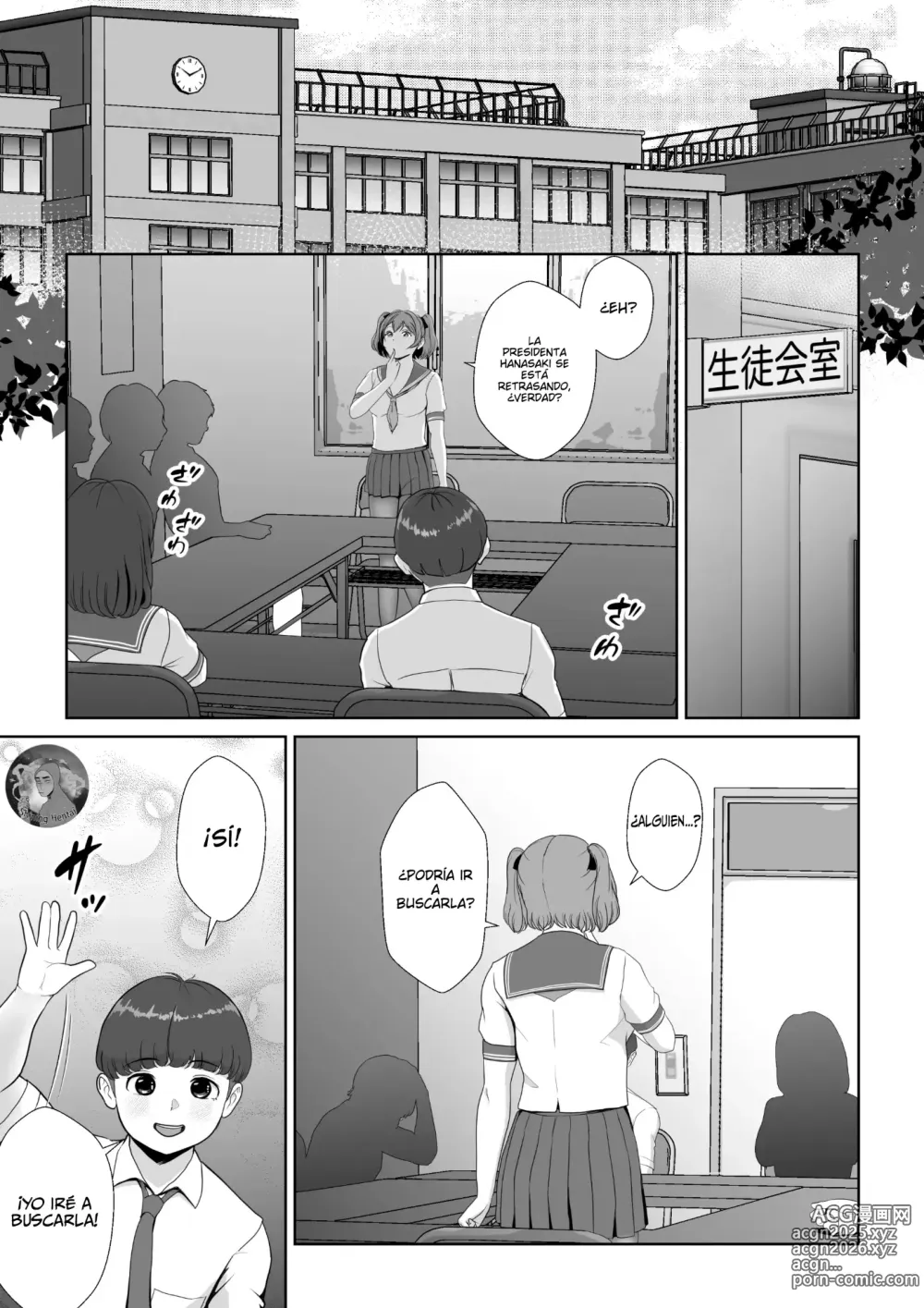 Page 2 of doujinshi Hanazaki, la presidenta del consejo estudiantil ¡Quiere mi semen!