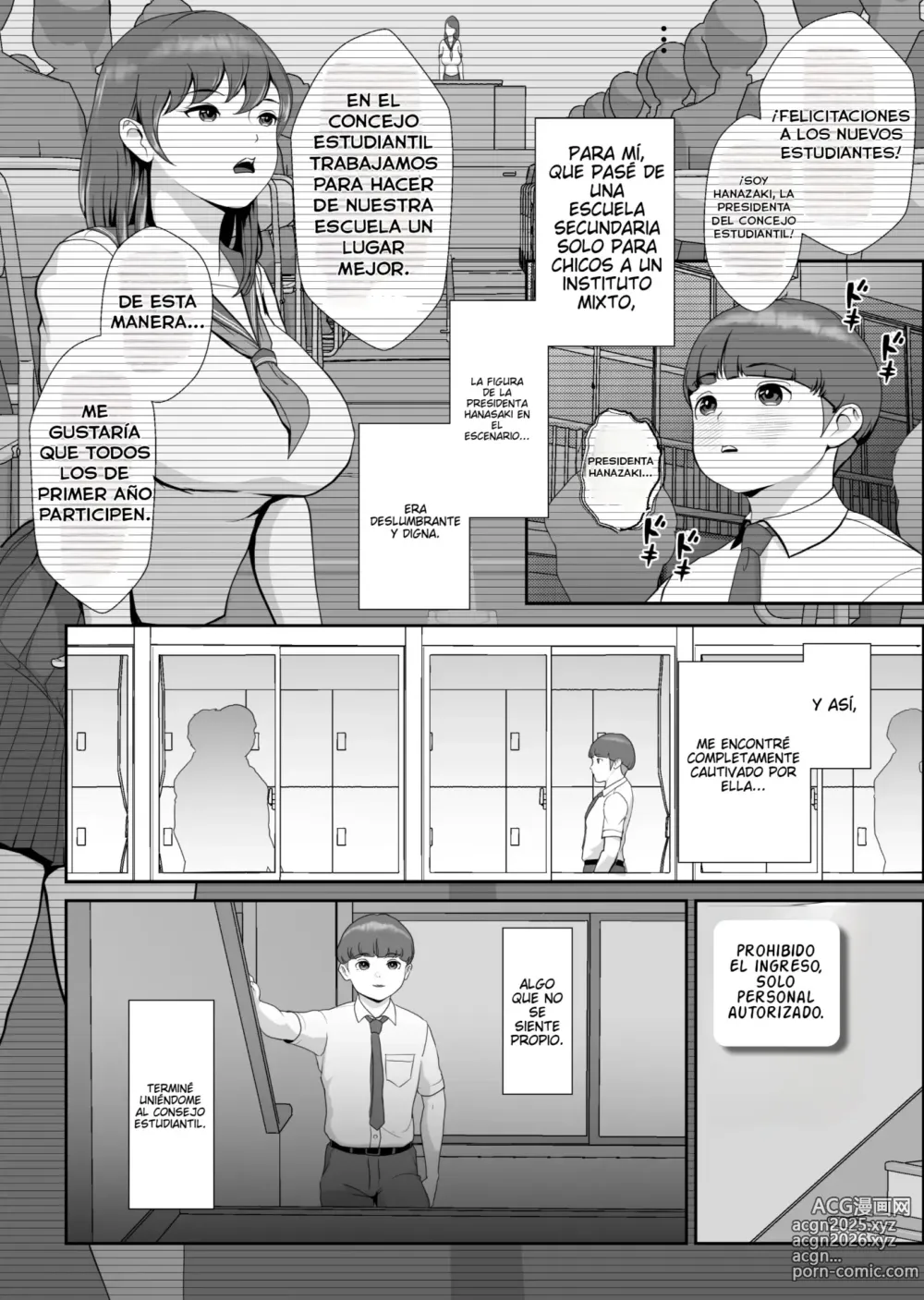 Page 3 of doujinshi Hanazaki, la presidenta del consejo estudiantil ¡Quiere mi semen!