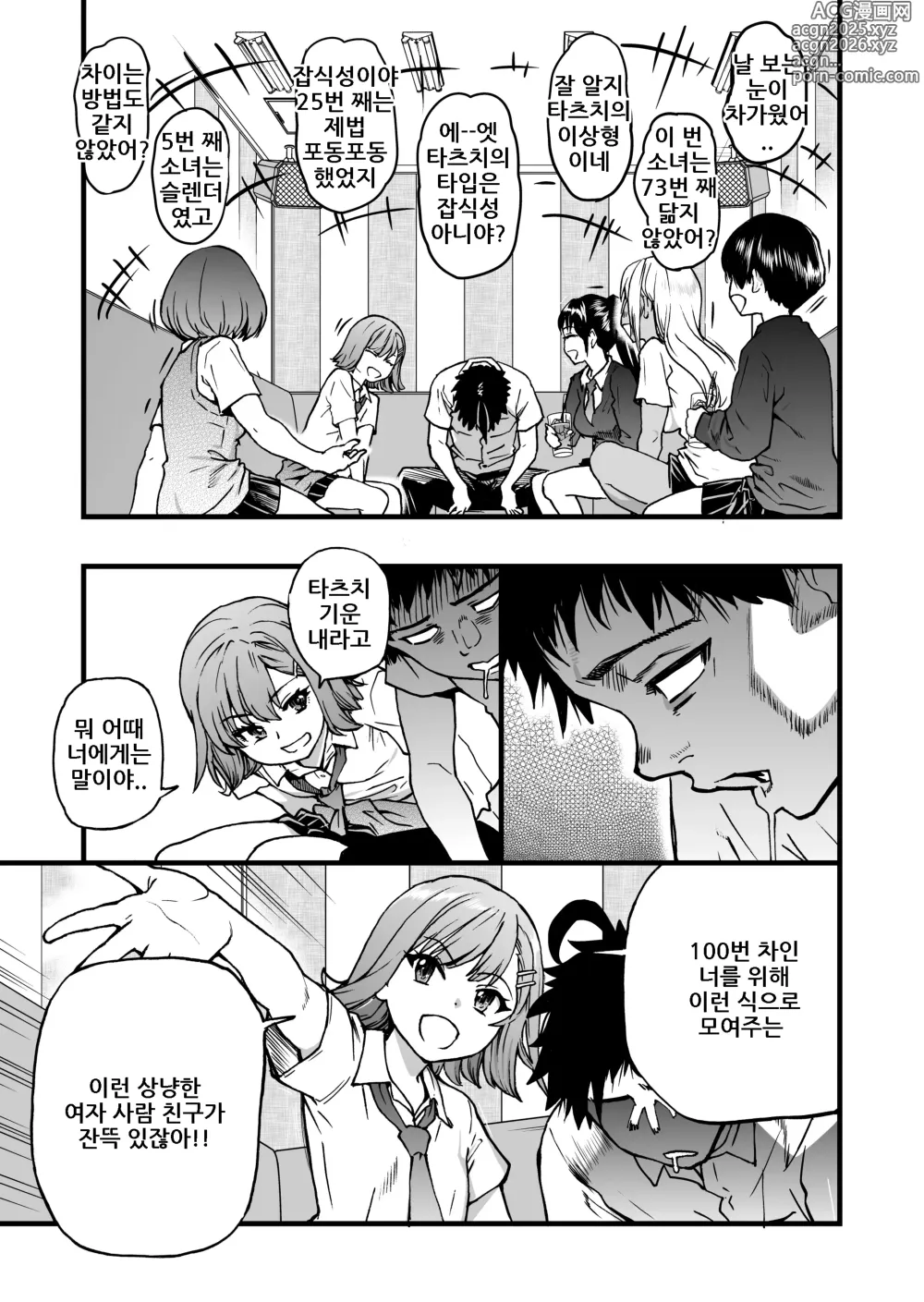 Page 9 of doujinshi 100-Kai Furareta Zetsubou-teki ni Motenai Ore o Awarenda Kareshi Ari Onna Tomodachi ga Nandemo Eroi Koto Yarasete Kureta!!