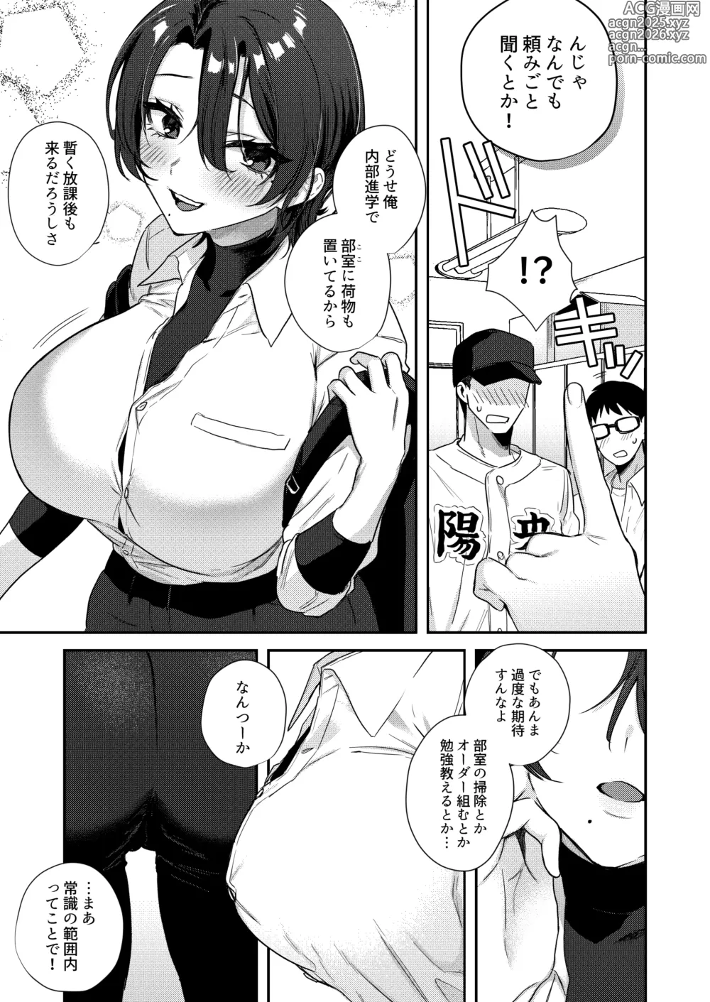 Page 11 of doujinshi Yakyuu-bu Buchou wa Onnanoko -Onanie Daisuki TS Kyonyuu Buchou ni Renzoku Nakadashi-