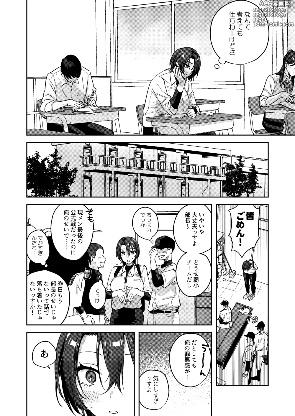 Page 10 of doujinshi Yakyuu-bu Buchou wa Onnanoko -Onanie Daisuki TS Kyonyuu Buchou ni Renzoku Nakadashi-