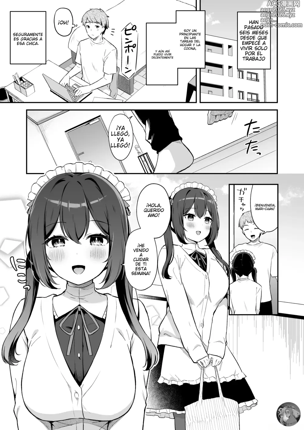 Page 2 of doujinshi Osananajimi no Toshishita Iyashikei Maid to Issho ni Hatsutaiken Suru Hanashi