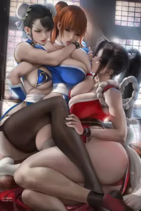 chun-li(春麗) shiranui mai(不知火舞) kasumi(霞（ＤＯＡ）)|street fighter(ストリートファイター) dead or alive(デッドオアアライブ) king of fighters(ザ・キング・オブ・ファイターズ) fatal fury(餓狼伝説)|sakimichan(咲美ちゃん)