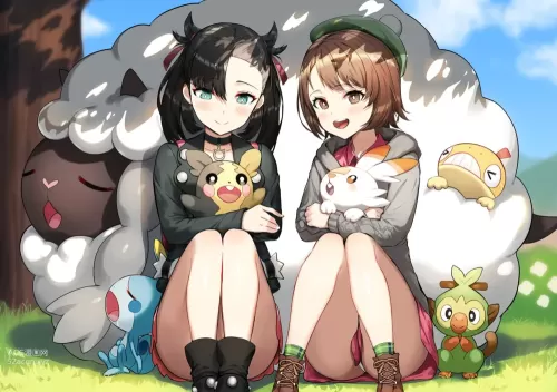 pokemon species(ポケットモンスター) marnie(マリィ（ポケモン）) gloria(ユウリ（ポケモン）) morpeko(モルペコ) grookey(サルノリ)|pokemon(ポケモン（ゲーム）) pokemon sword & shield(ポケモン剣盾)|