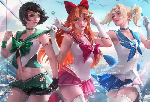 blossom(ブロッサム) buttercup(バターカップ) bubbles(バブルス) sailor senshi(セーラー戦士)|sailor moon(セーラームーン（シリーズ）) powerpuff girls(パワーパフガールズ)|sakimichan(咲美ちゃん) sapphire(サファイア)