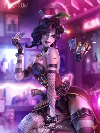 borderlands, mad moxxi, yam spectrum, high resolution, text, artist name, wallpa