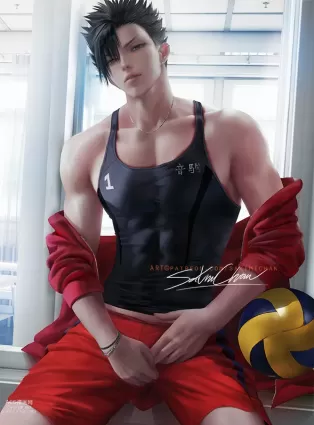 haikyuu!! kuroo tetsurou porn pictures by sakimichan about 1boy(男一人) male_focus(男性フォーカス) volleyball(バレーボール)