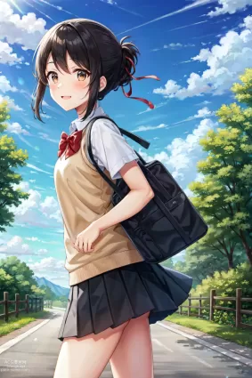 AI created kimi no na wa miyamizu mitsuha hentai pictures about miyamizu_mitsuha(宮水三葉) female(女性)