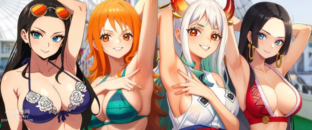 AI created one piece nami,nico robin,boa hancock,yamato porn pictures by amanda ic1805 about bangs(前髪) blue_bikini(ブルービキニ)