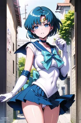 AI created sailor moon mizuno ami,sailor mercury hentai pictures by user xtnz2543 about bangs(前髪) gloves(手袋)